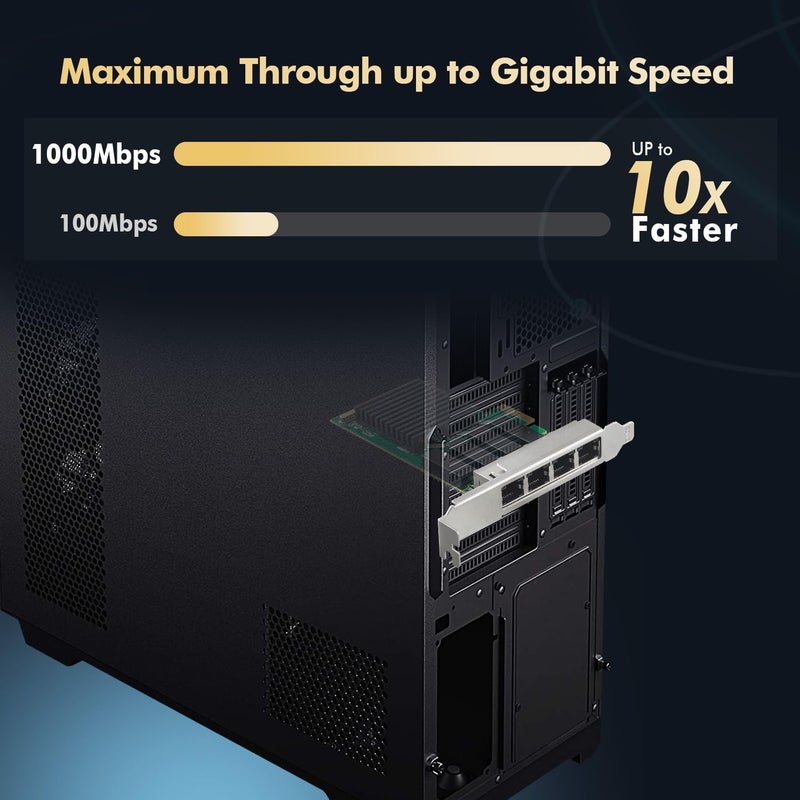 Binardat 4 Port Gigabit PCIe Network Adapter, Realtek RT8111H Controller 1000/100Mbps Ethernet LAN NIC Card for Windows/Linux/Mac - Image 3